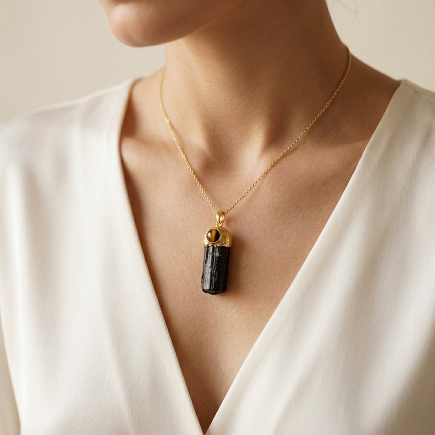 Natural Raw Black Tourmaline Pendent