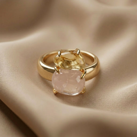 Citrine and Rose Quartz Rings
