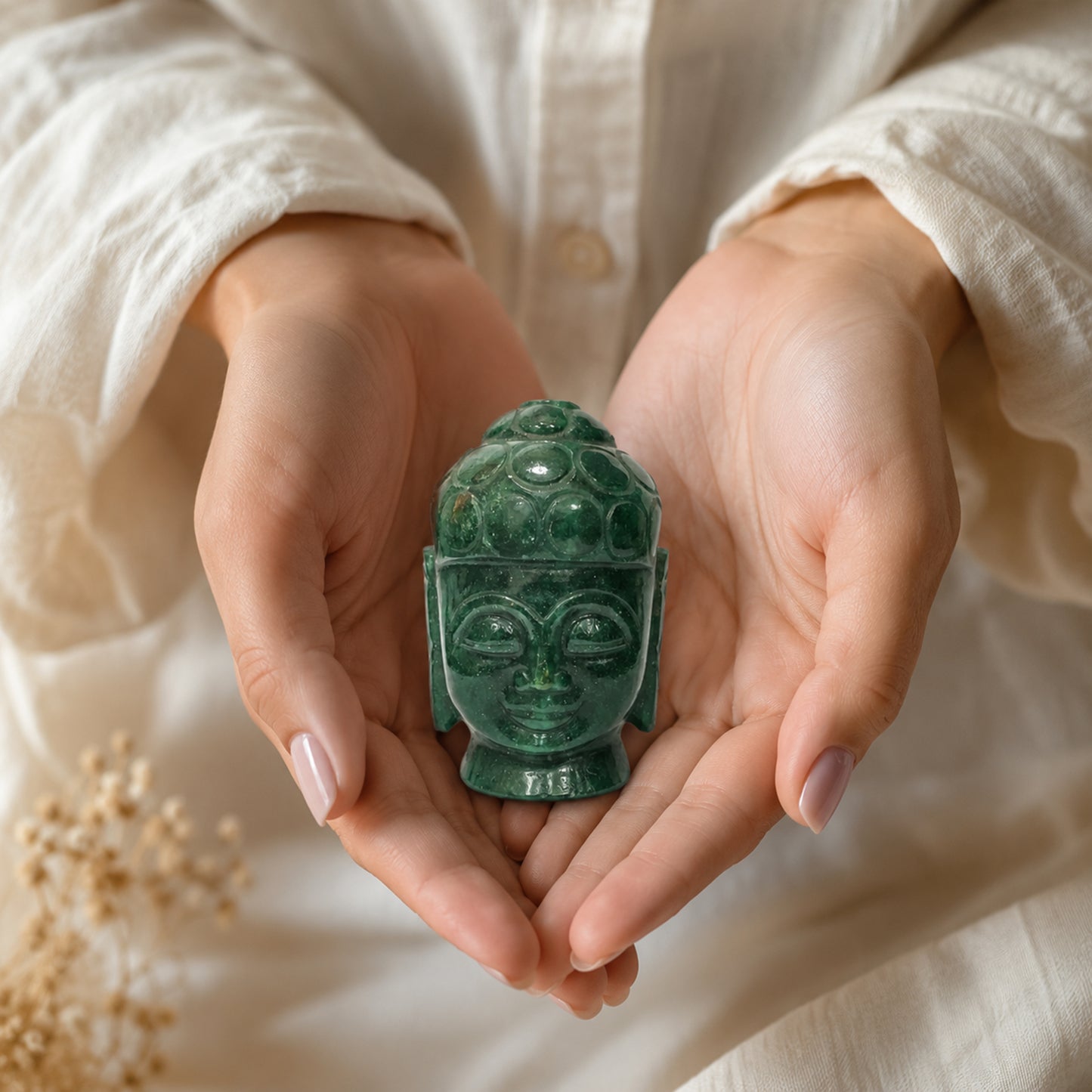 Hand-Carved Indian Green Jadeite