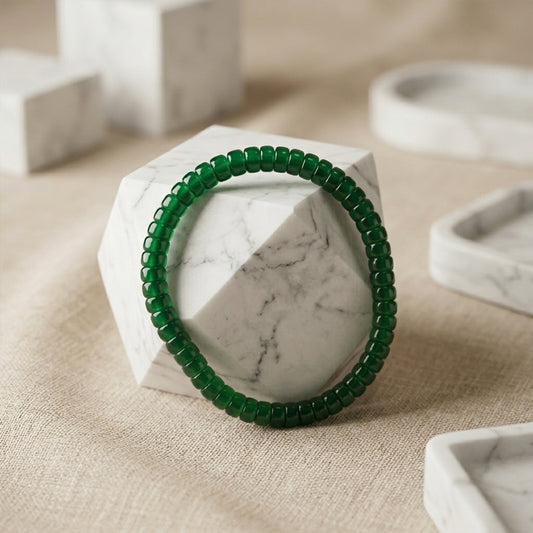Natural Green Jade Stone Band Bracelet