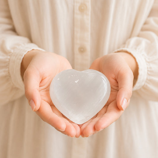 Natural Selenite Hand Carved Heart