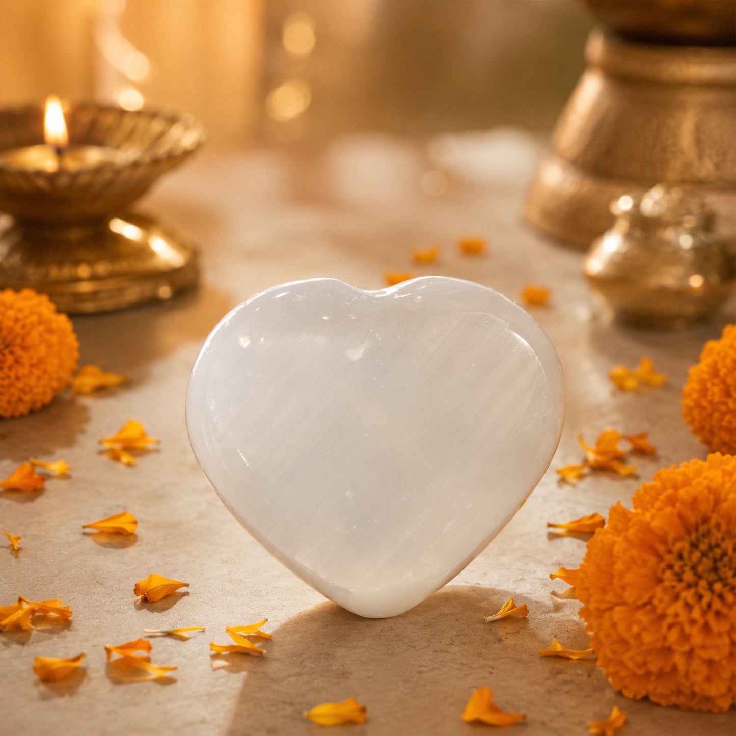 Natural Selenite Hand Carved Heart
