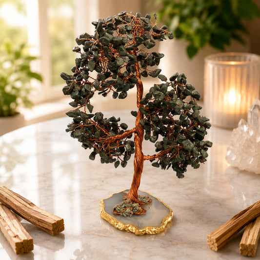 Natural Pyrite Stone Tree With Natural Agate Base - 500 beads