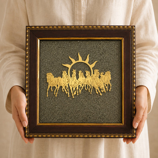 Vastu  – 7 Horses on Natural Pyrite Frame