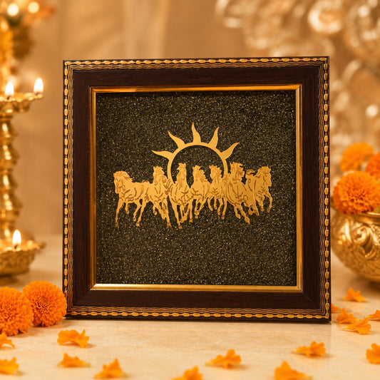 Vastu  – 7 Horses on Natural Pyrite Frame