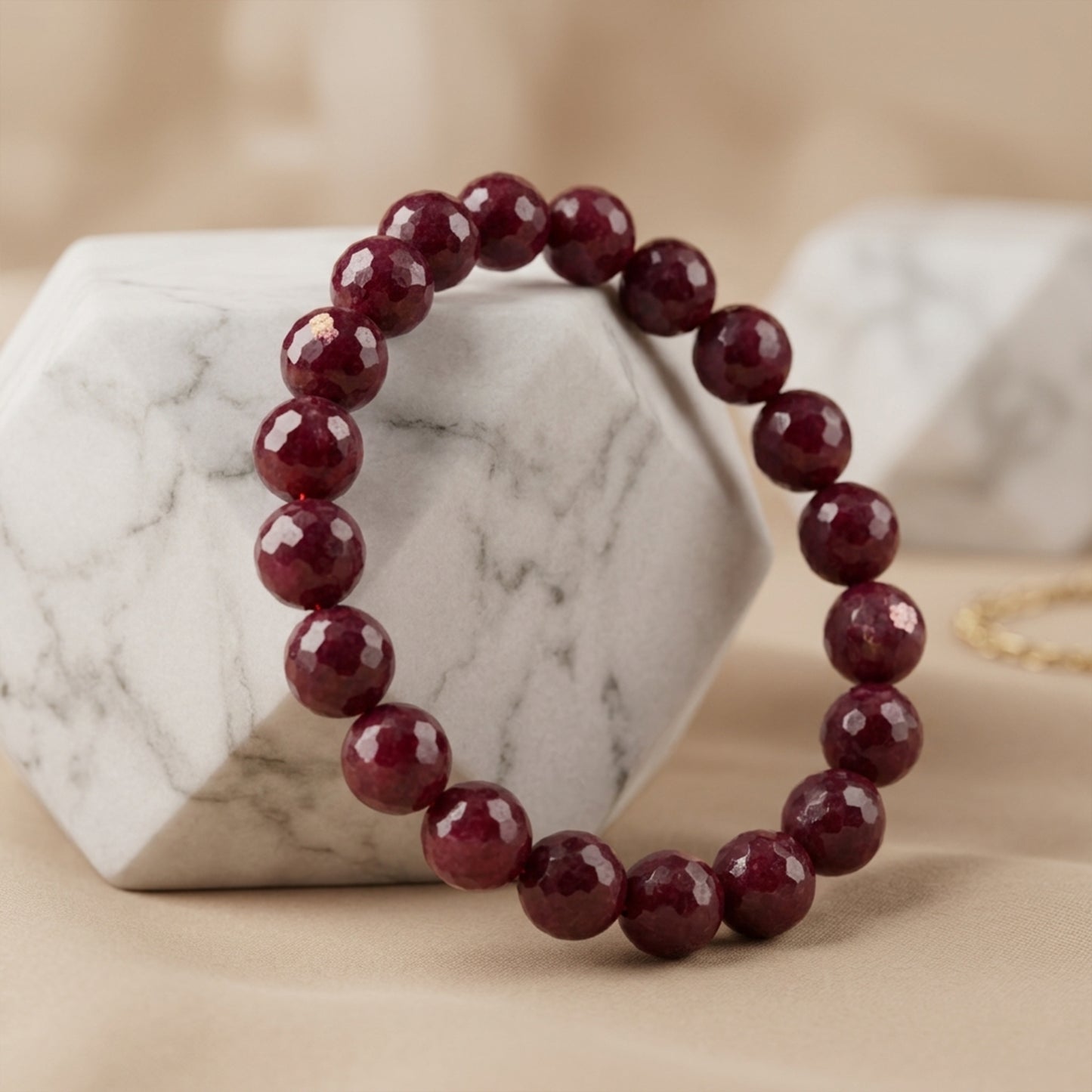 Natural Ruby Stone Faceted Bracelet