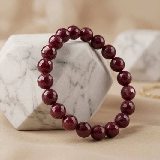 Natural Ruby Stone Faceted Bracelet