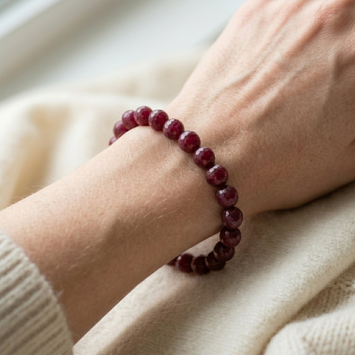 Natural Ruby Stone Faceted Bracelet