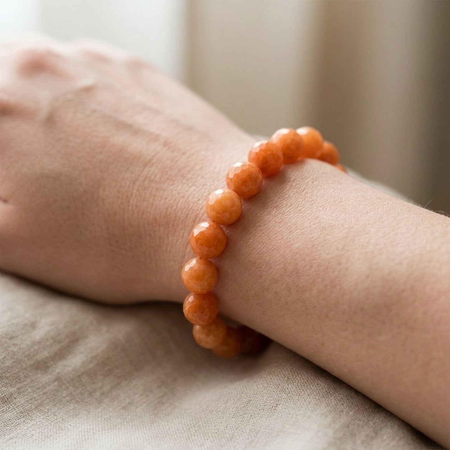 Natural Orange Sunstone Bracelet