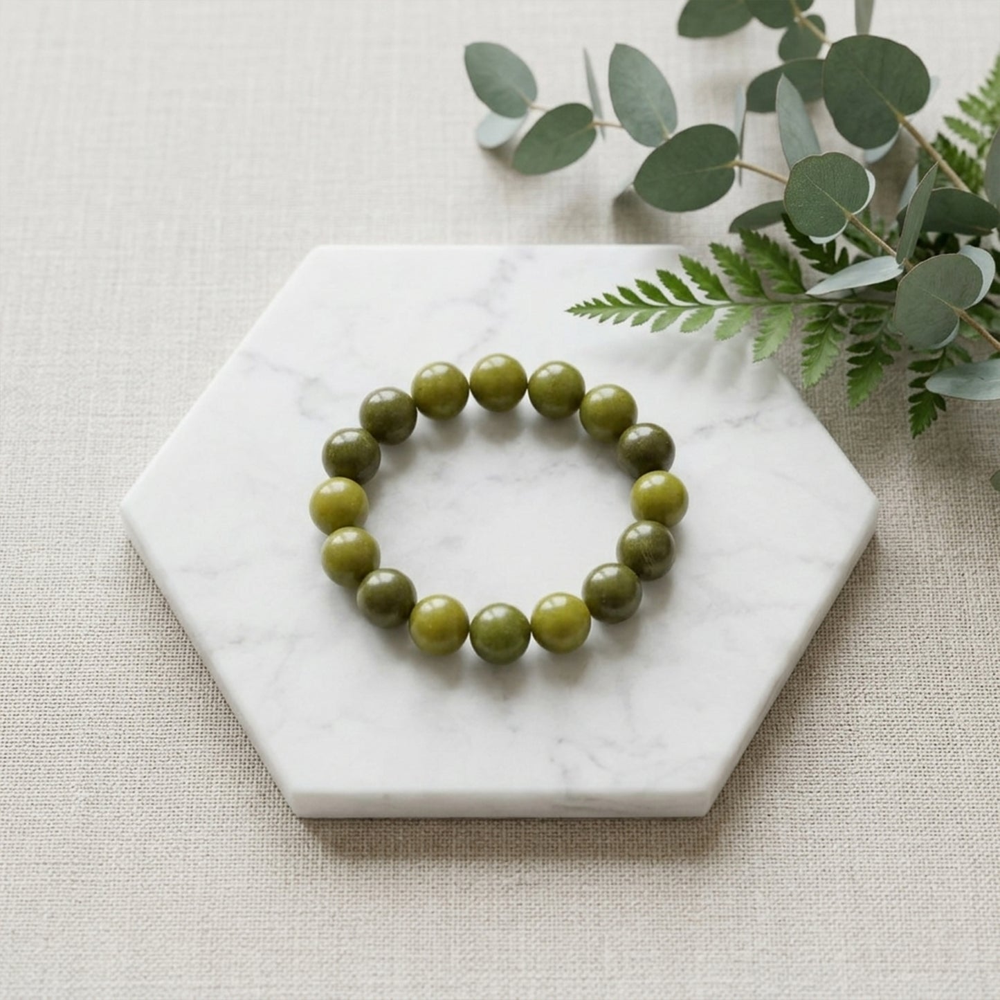 Natural Olive Jade Stone Bracelet