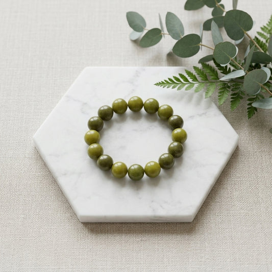 Natural Olive Jade Stone Bracelet