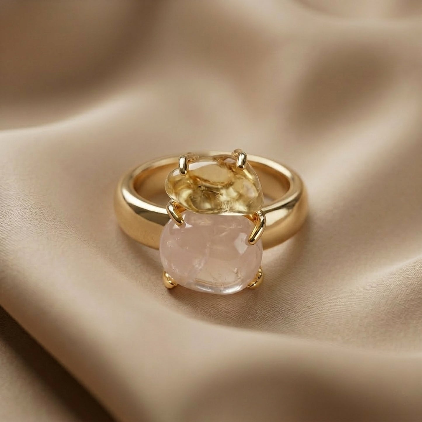 Citrine and Rose Quartz Rings