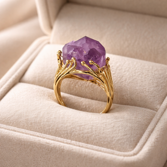 Natural Raw Amethyst Ring