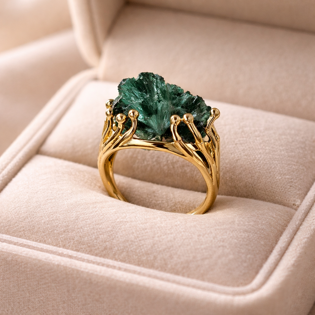 Natural Raw Malachite Ring
