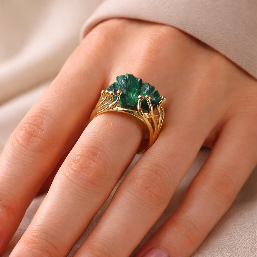 Natural Raw Malachite Ring