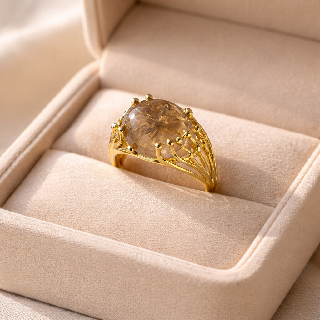 Raw Citrine Ring, Adjustable Crystal Ring