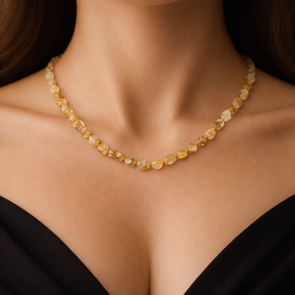 Natural Citrine Stone Necklace