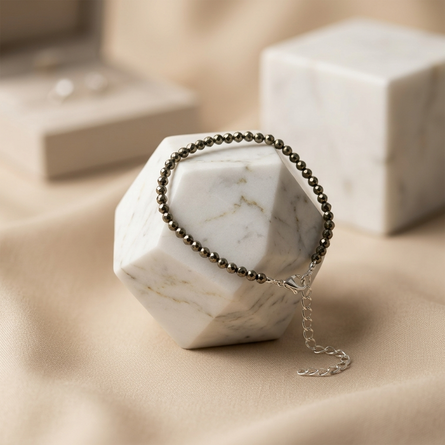 Natural Raw Faceted Pyrite Stone Anklet