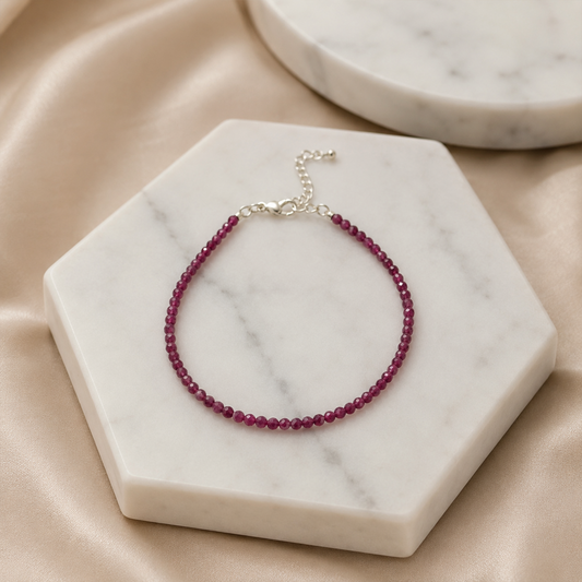 Natural Raw Faceted Ruby Anklets