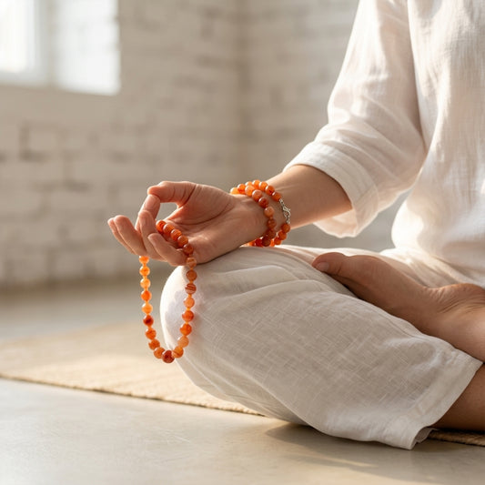 Natural Carnelian Beaded Macrame Protection Mala