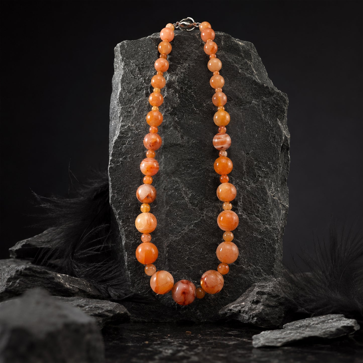 Natural Carnelian Beaded Macrame Protection Mala