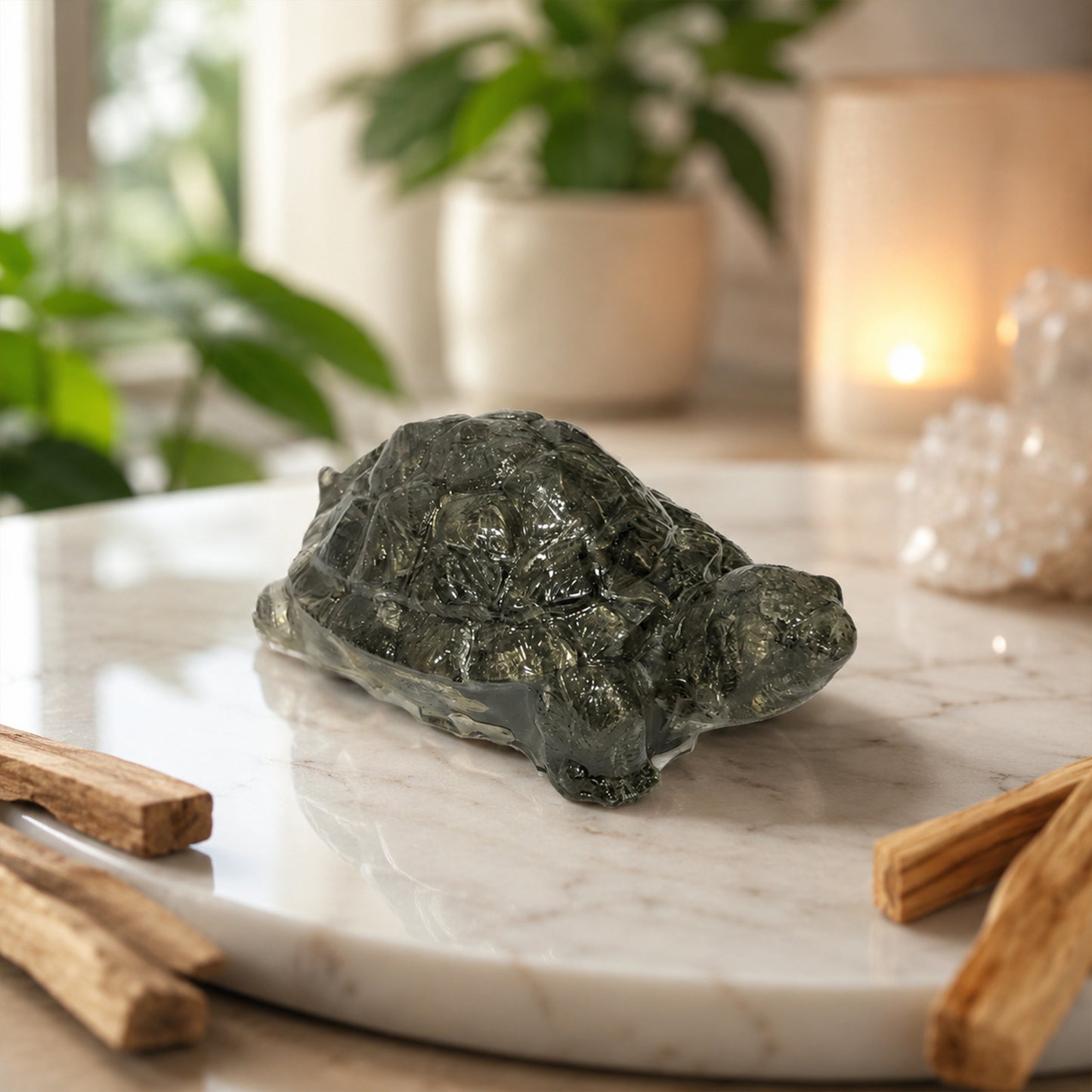 Natural Pyrite  Hand Carved Tortoise (Kachhua)| Vastu